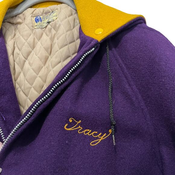 1989 Monroe Flag Twirler Varsity Letterman Jacket Tracy Purple Gold Size L XL - Picture 16 of 16